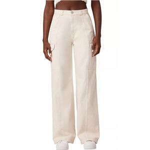 HUDSON‎ High Rise Wide Leg Cargo Pants Cream Size 26 Streetwear utility
